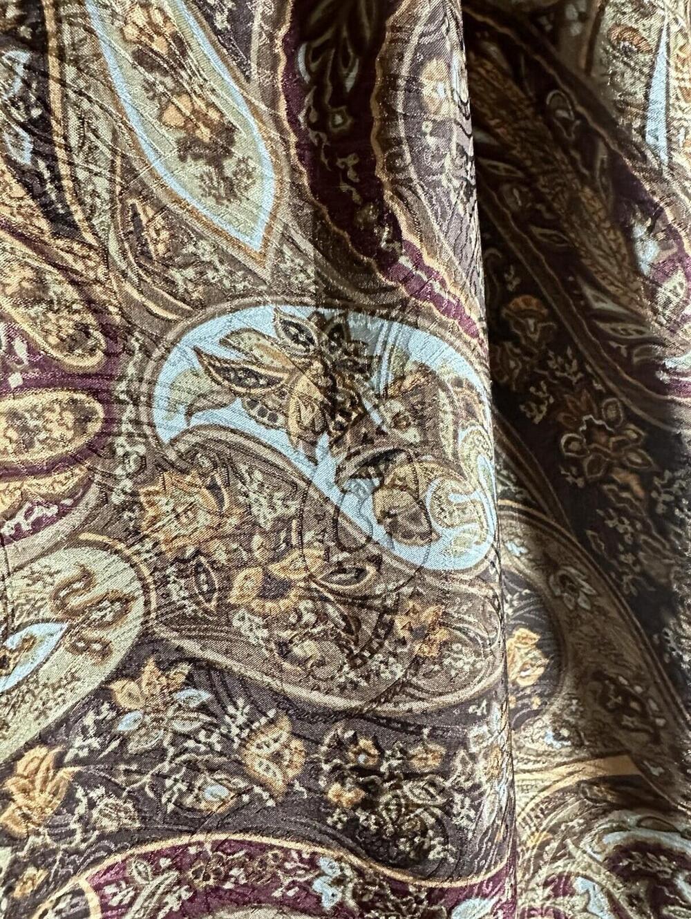 Vintage TALBOTS Paisley Wrap Skirt Silk Brown Maroon Boho Maxi Jacquard Size 16 - Picture 7 of 11